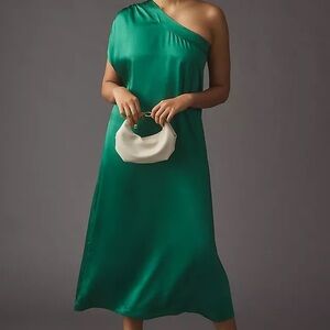 One-Shoulder Emerald Midi Dress, Anthropology